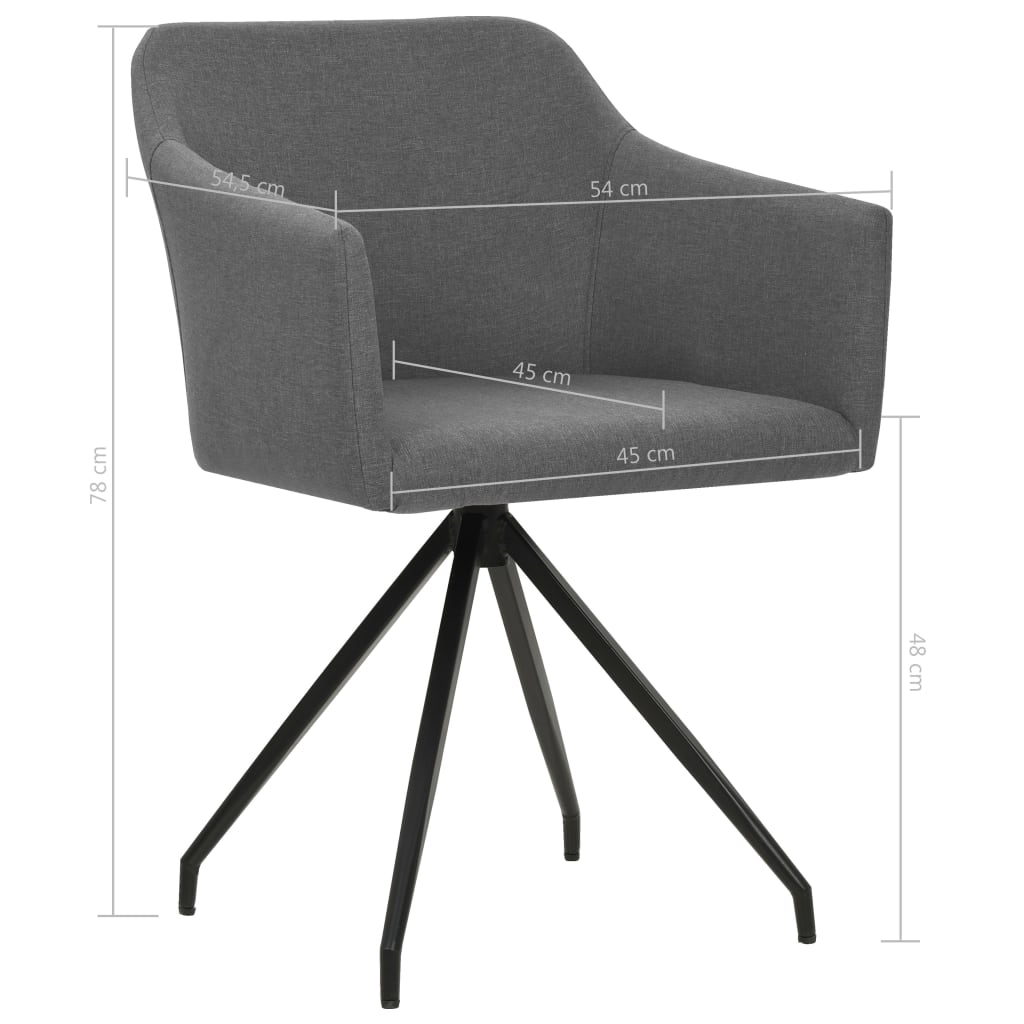 Eetkamerstoelen draaibaar 2 st stof lichtgrijs – afbeelding 8