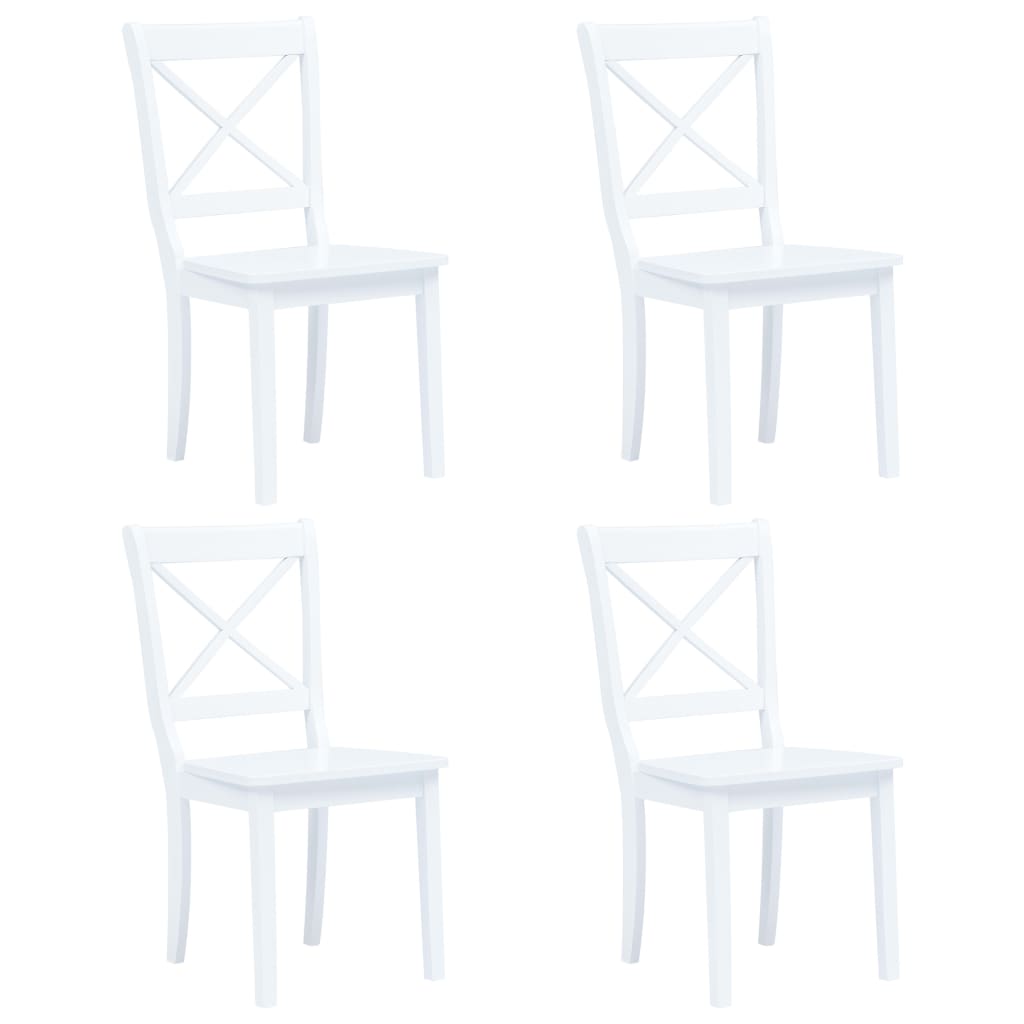 Eetkamerstoelen 4 st massief rubberwood wit