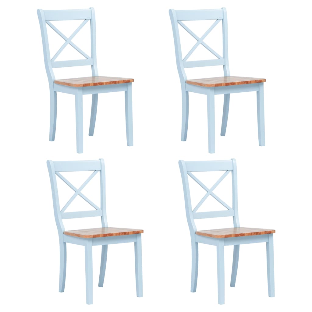 Eetkamerstoelen 4 st massief rubberwood grijs en naturel