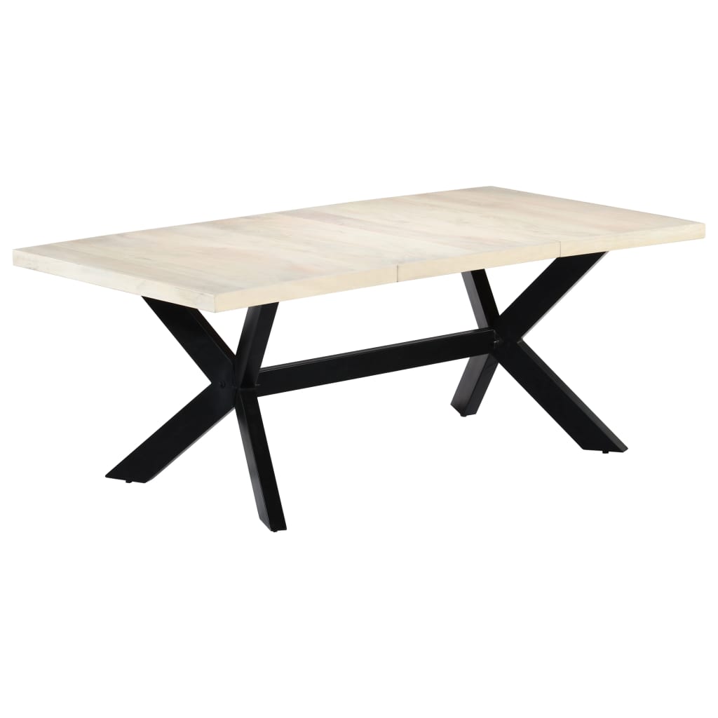 Eettafel 200x100x75 cm massief mangohout wit – afbeelding 1