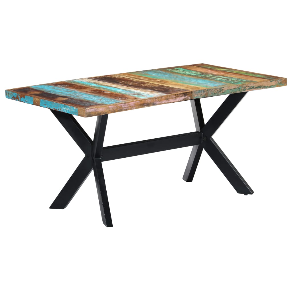 Eettafel 160x80x75 cm massief gerecycled hout – afbeelding 1