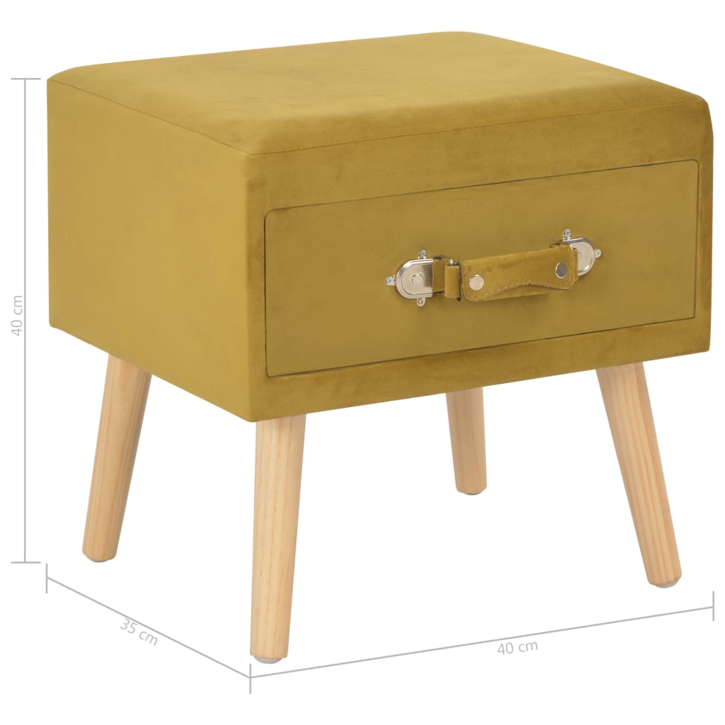 Nachtkastje 40x35x40 cm fluweel mosterdkleurig – afbeelding 8