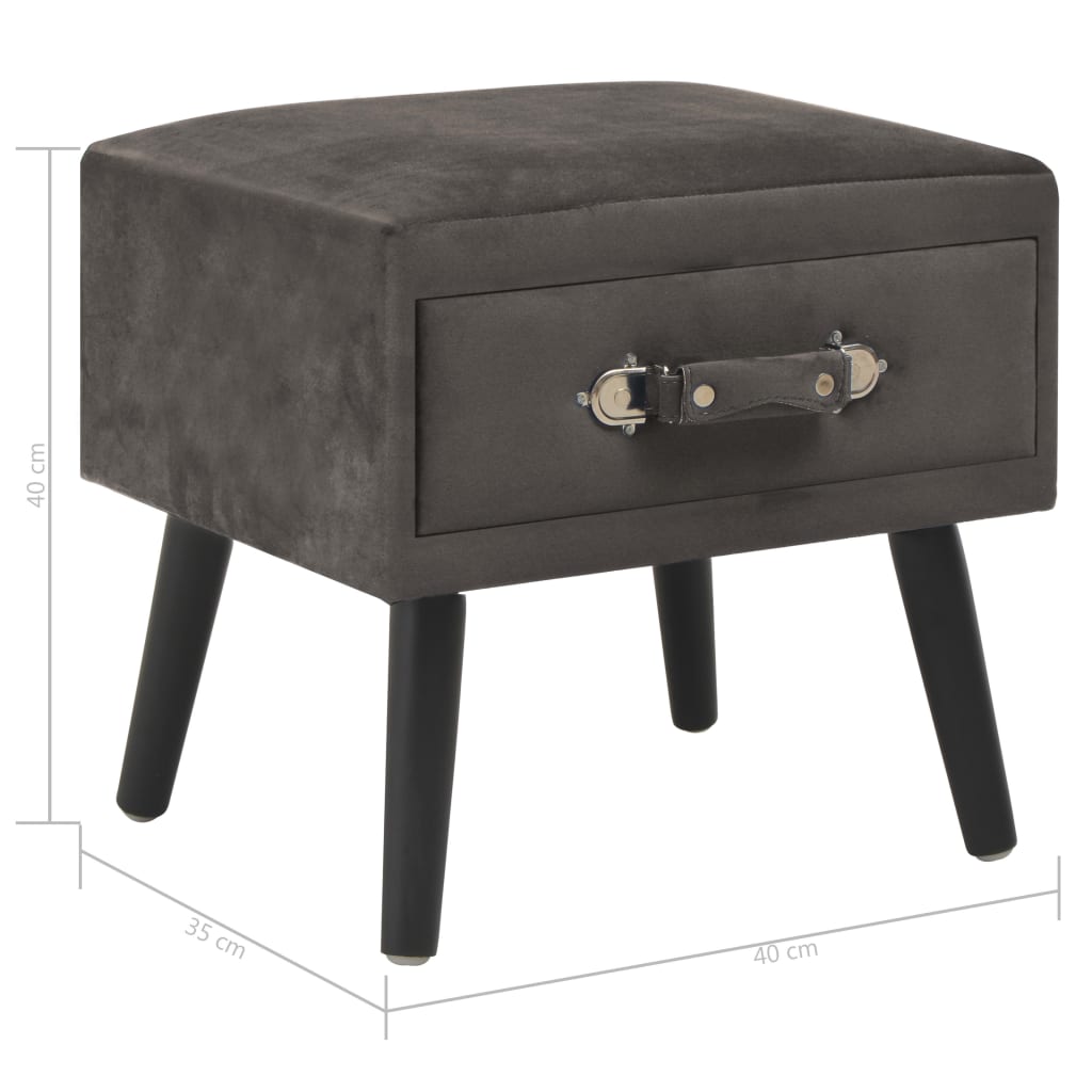 Nachtkastje 40x35x40 cm fluweel grijs – afbeelding 8