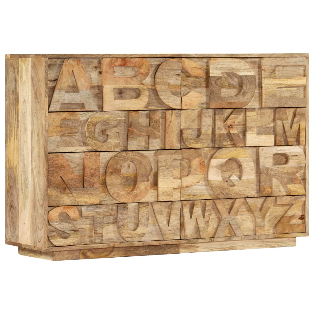 Alfabetkast met 6 lades 120x35x79 cm massief mangohout