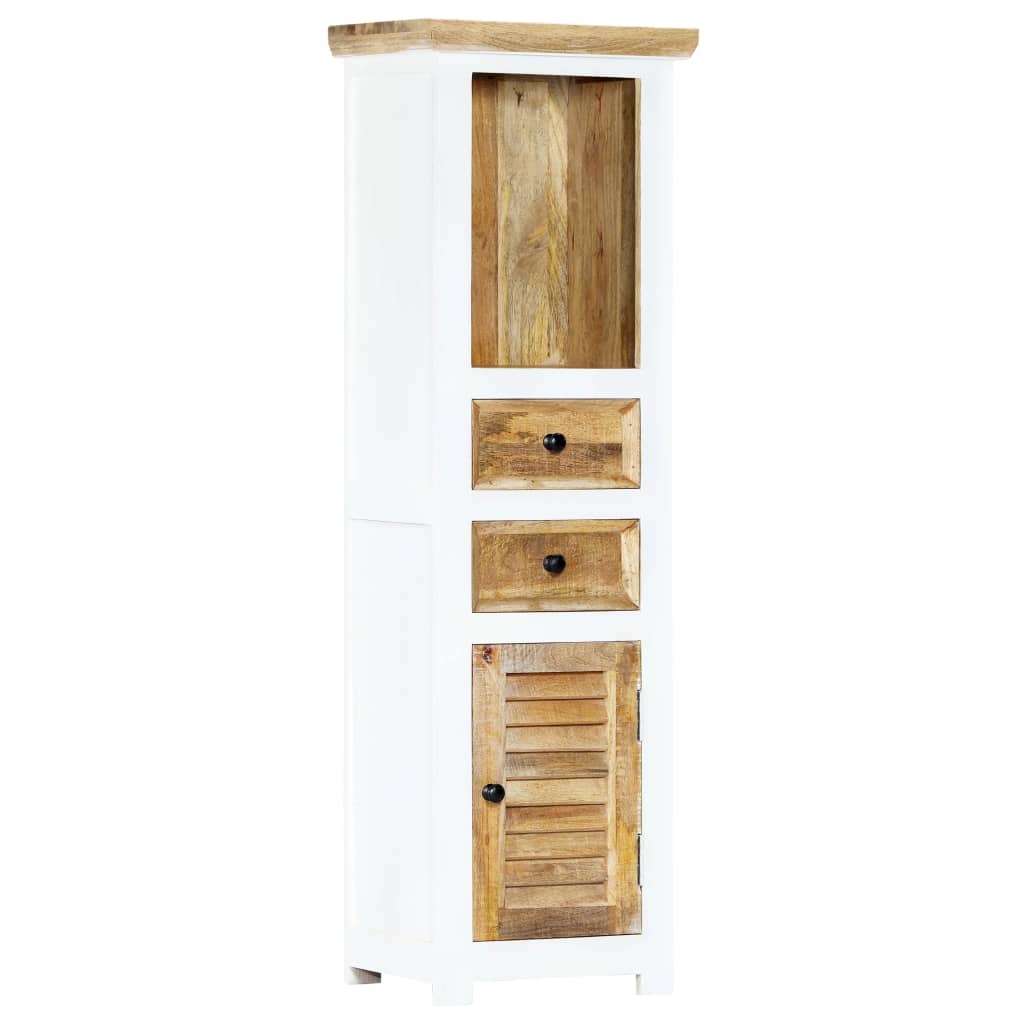 Hoge kast 40x30x128 cm massief ruw mangohout wit en bruin – afbeelding 1