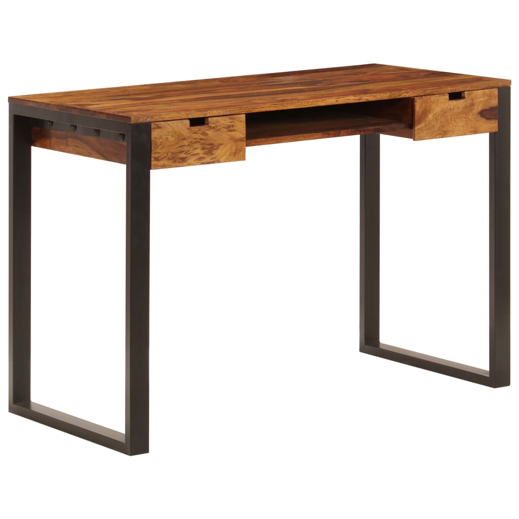 Bureau 110x55x78 cm massief acaciahout en staal