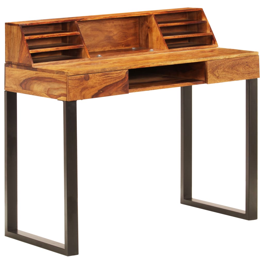 Bureau 110x50x94 cm massief acaciahout en staal