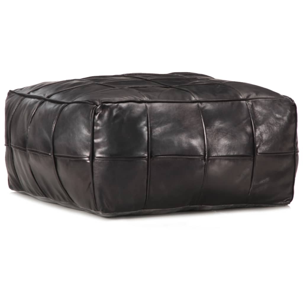 Poef 60x60x30 cm echt geitenleer zwart