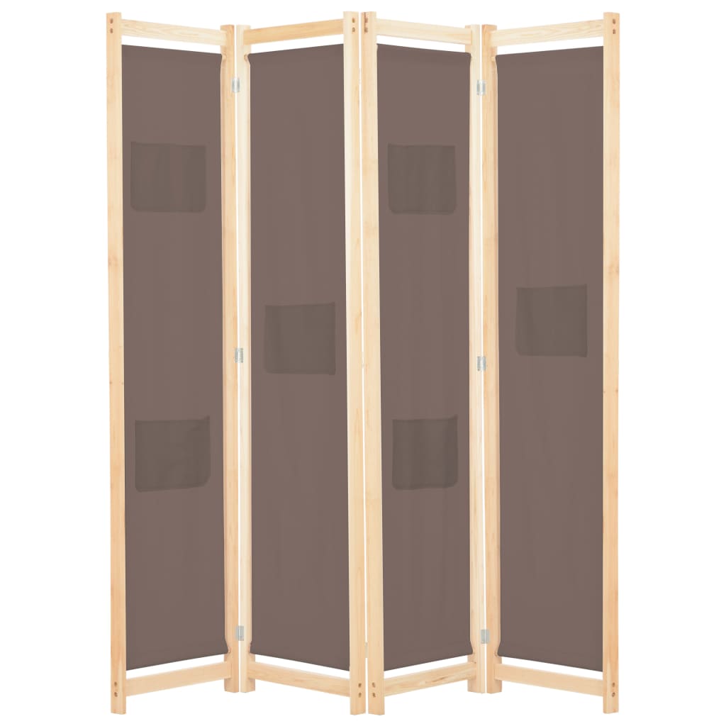 Kamerscherm met 4 panelen 160x170x4 cm stof bruin
