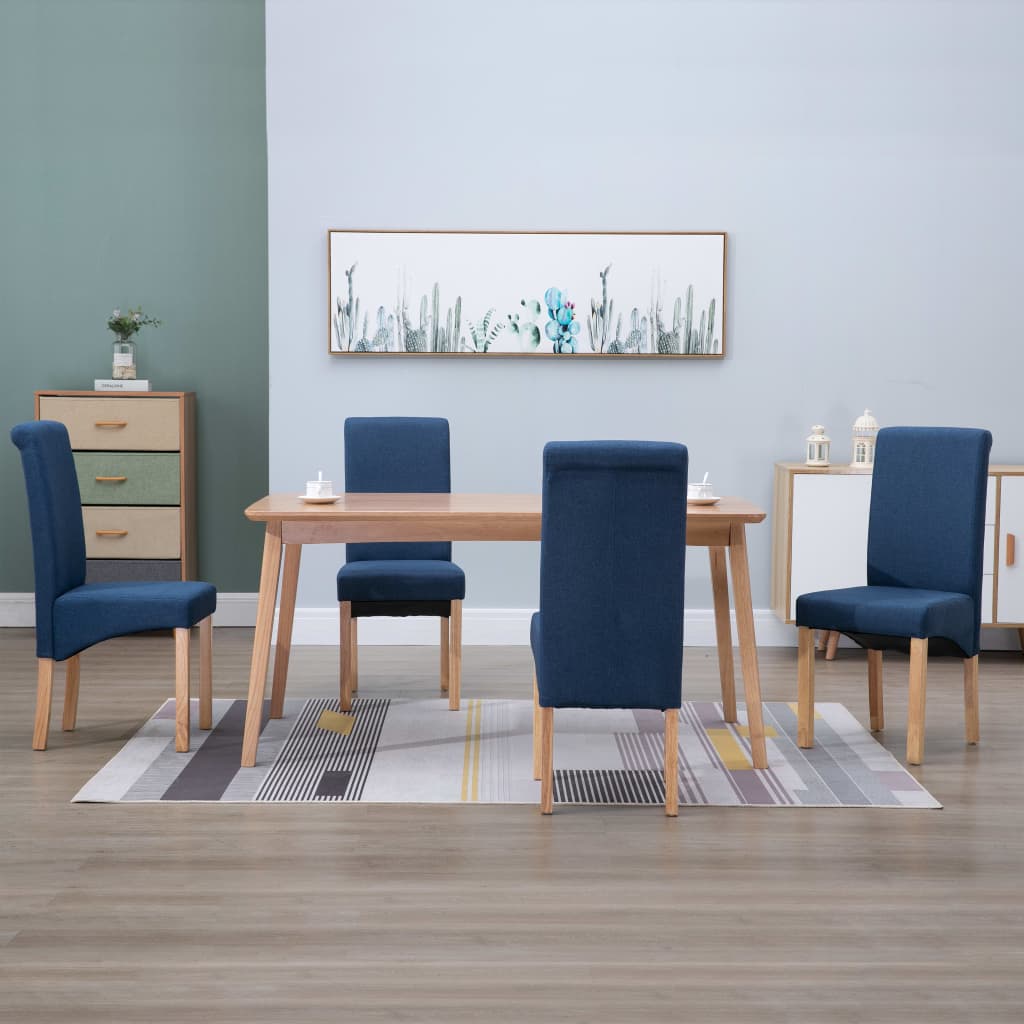 Eetkamerstoelen 4 st stof blauw – afbeelding 1