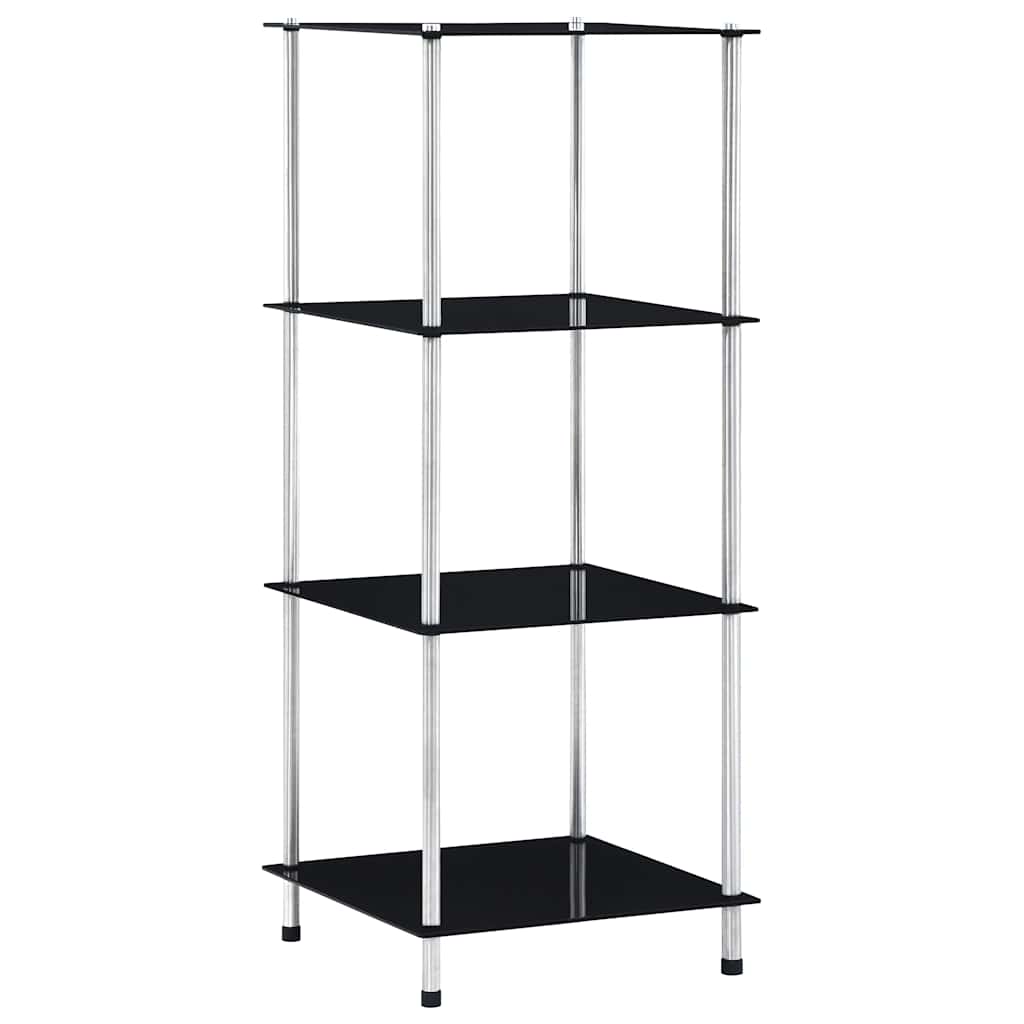 Kastje 4-laags 40x40x100 cm gehard glas zwart
