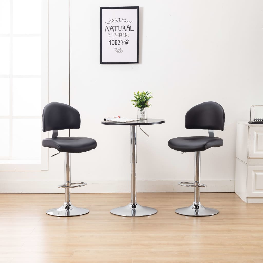 Barstoelen 2 st kunstleer zwart – afbeelding 1