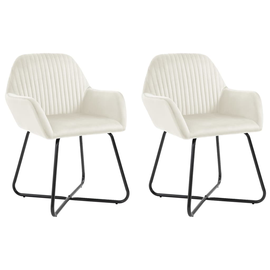 Eetkamerstoelen 2 st fluweel crèmekleurig