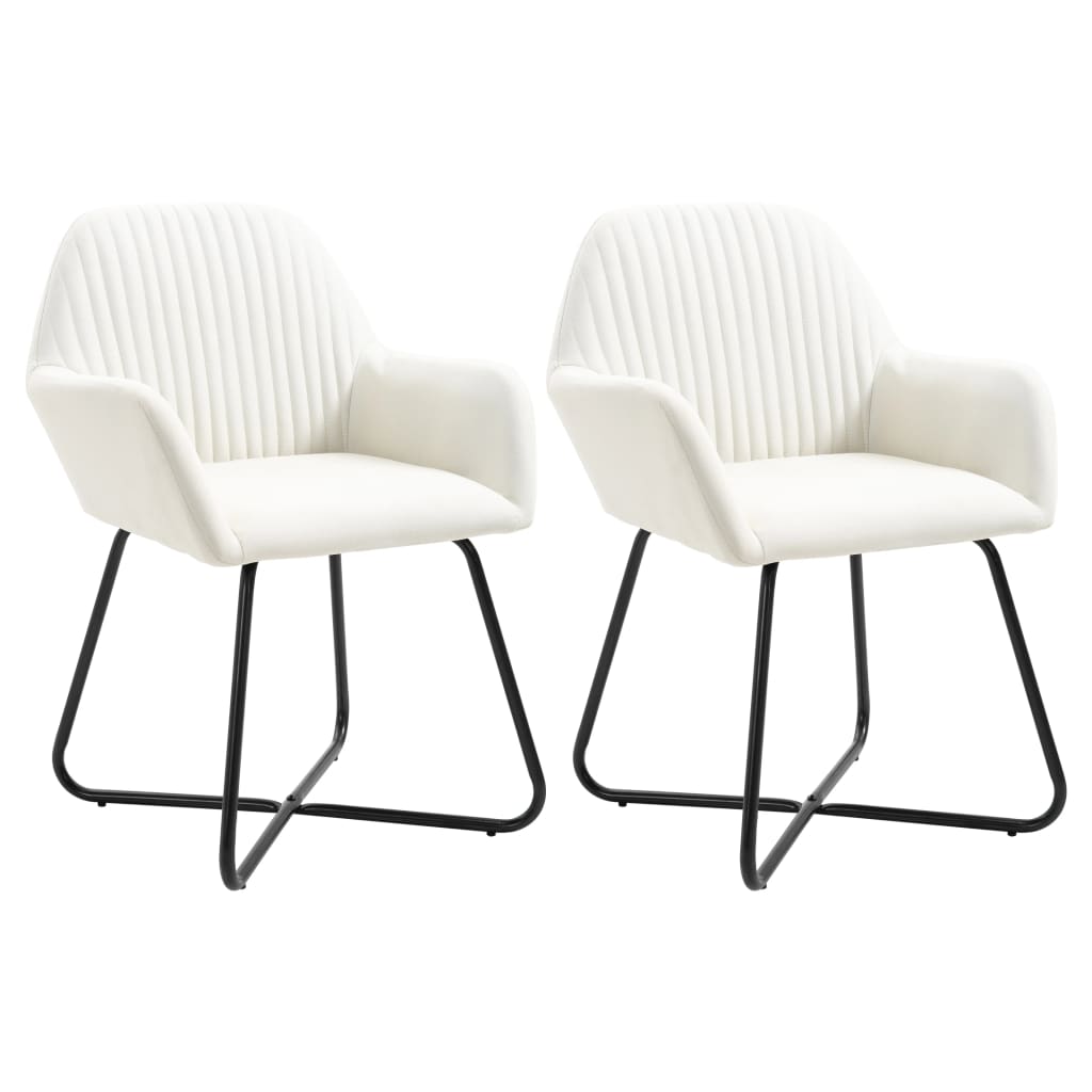 Eetkamerstoelen 2 st stof crèmekleurig