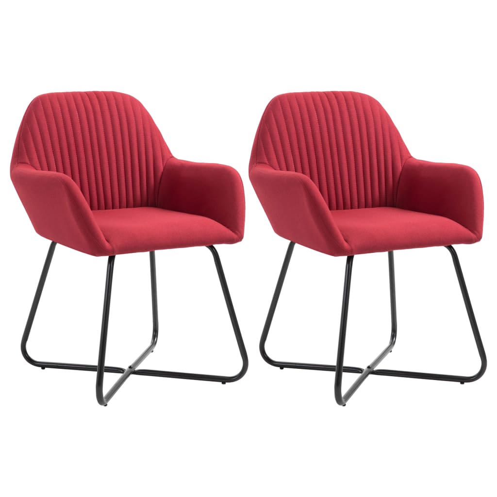 Eetkamerstoelen 2 st stof wijnrood – afbeelding 1