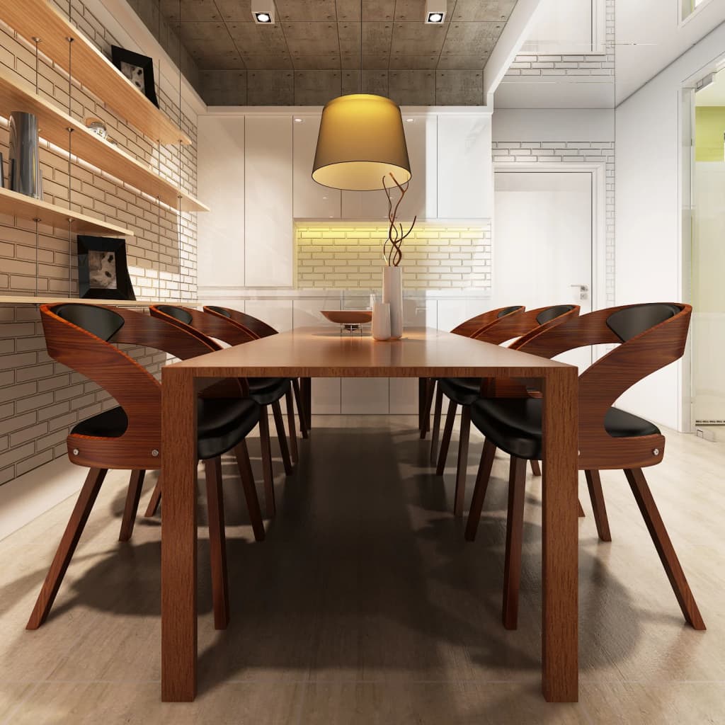 Eetkamerstoelen 6 st kunstleer bruin – afbeelding 1