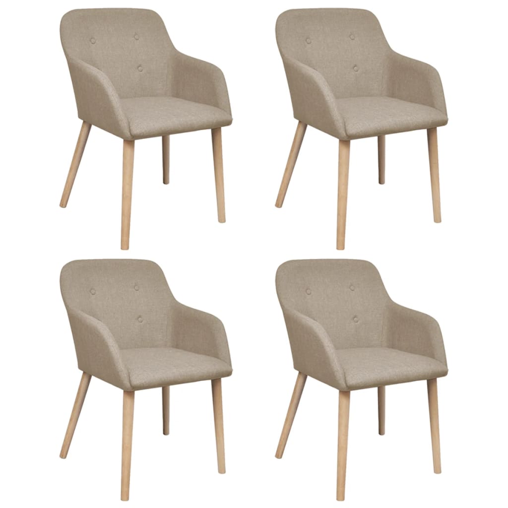 Eetkamerstoelen 4 st stof en massief eikenhout beige