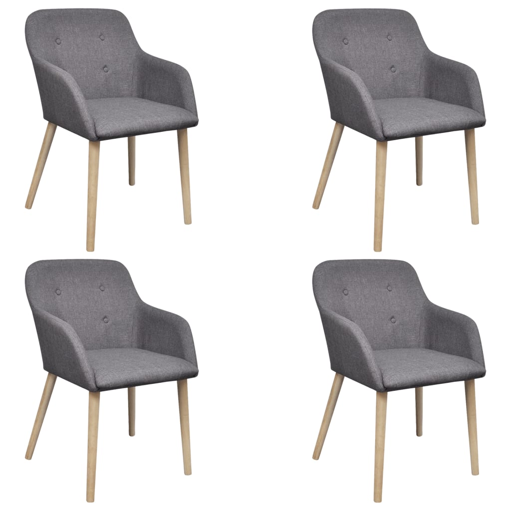 Eetkamerstoelen 4 st stof en massief eikenhout donkergrijs – afbeelding 1