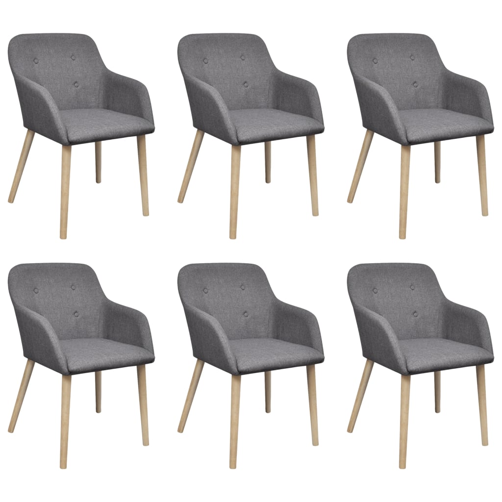 Eetkamerstoelen 6 st stof en massief eikenhout lichtgrijs