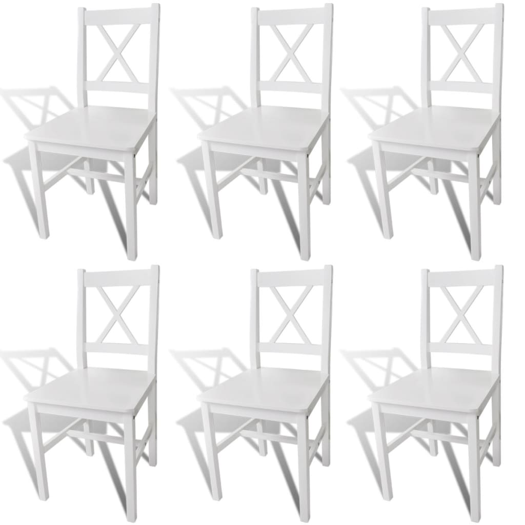 Eetkamerstoelen 6 st grenenhout wit