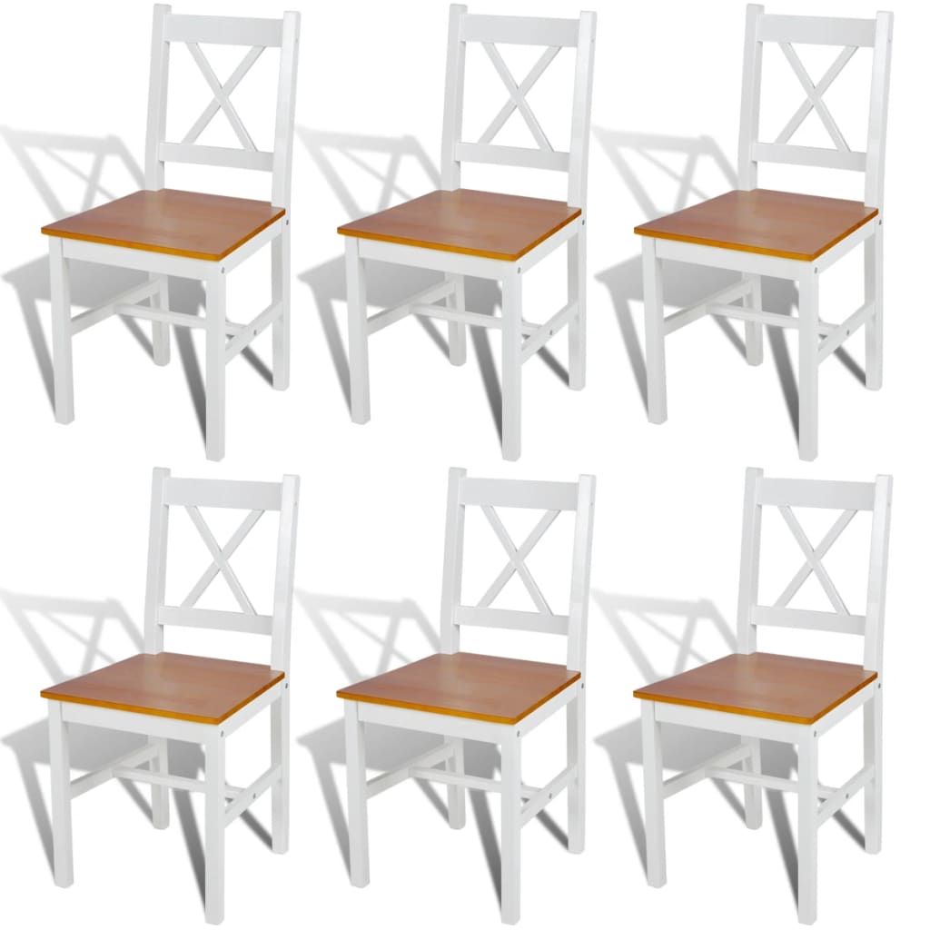 Eetkamerstoelen 6 st grenenhout wit