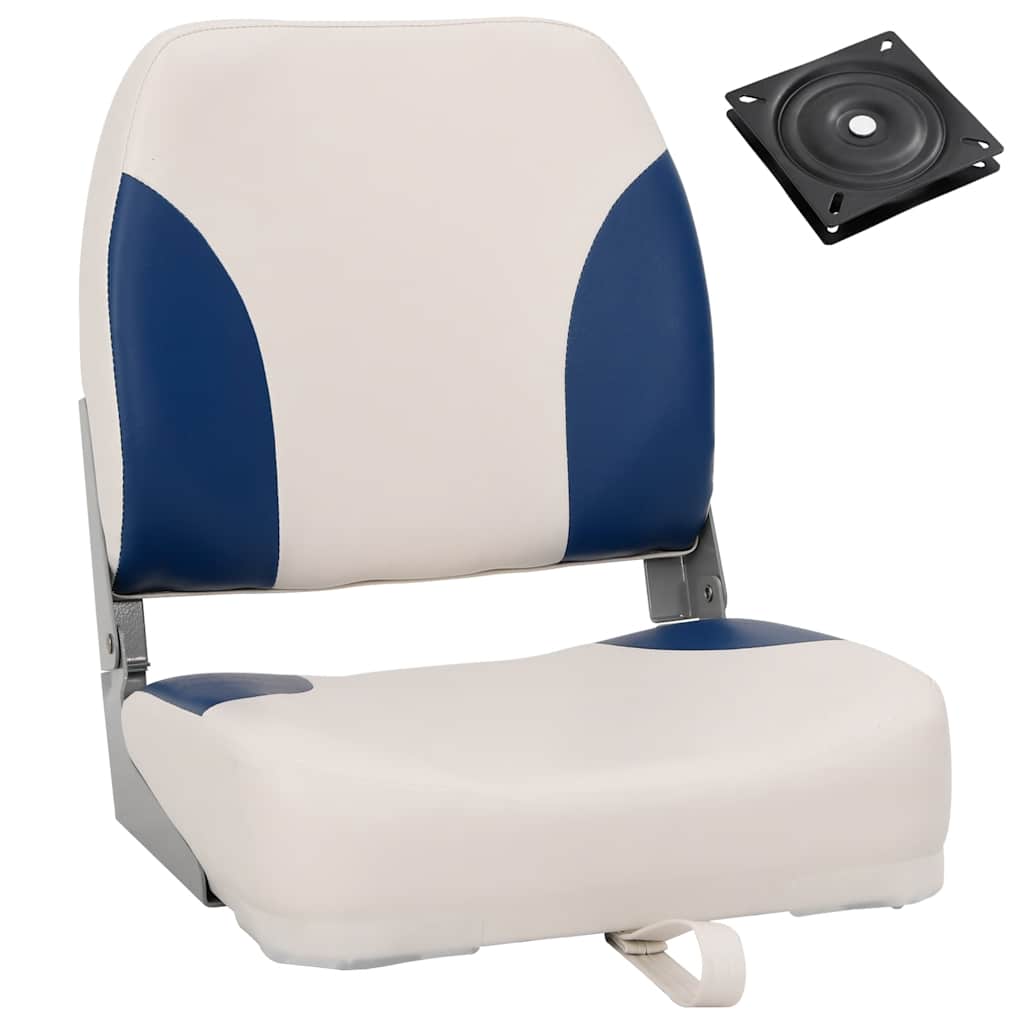 Bootstoel 1 set met blauw-witte kussens inklapbaar