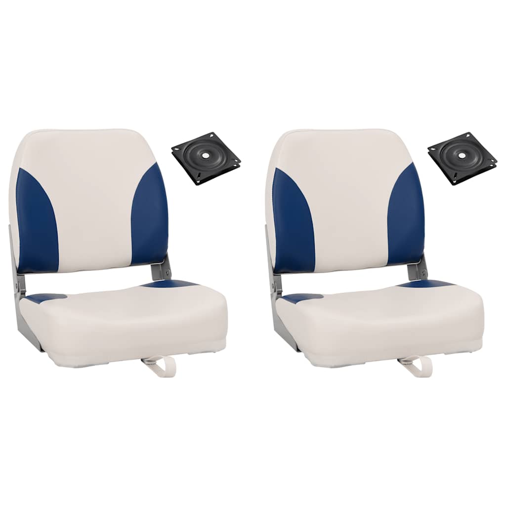 Bootstoel 2 set met blauw-witte kussens inklapbaar