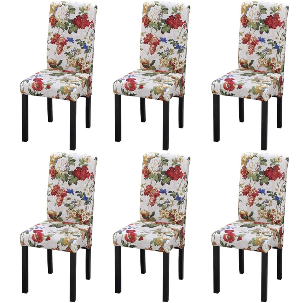Eetkamerstoelen 6 st stof meerkleurig