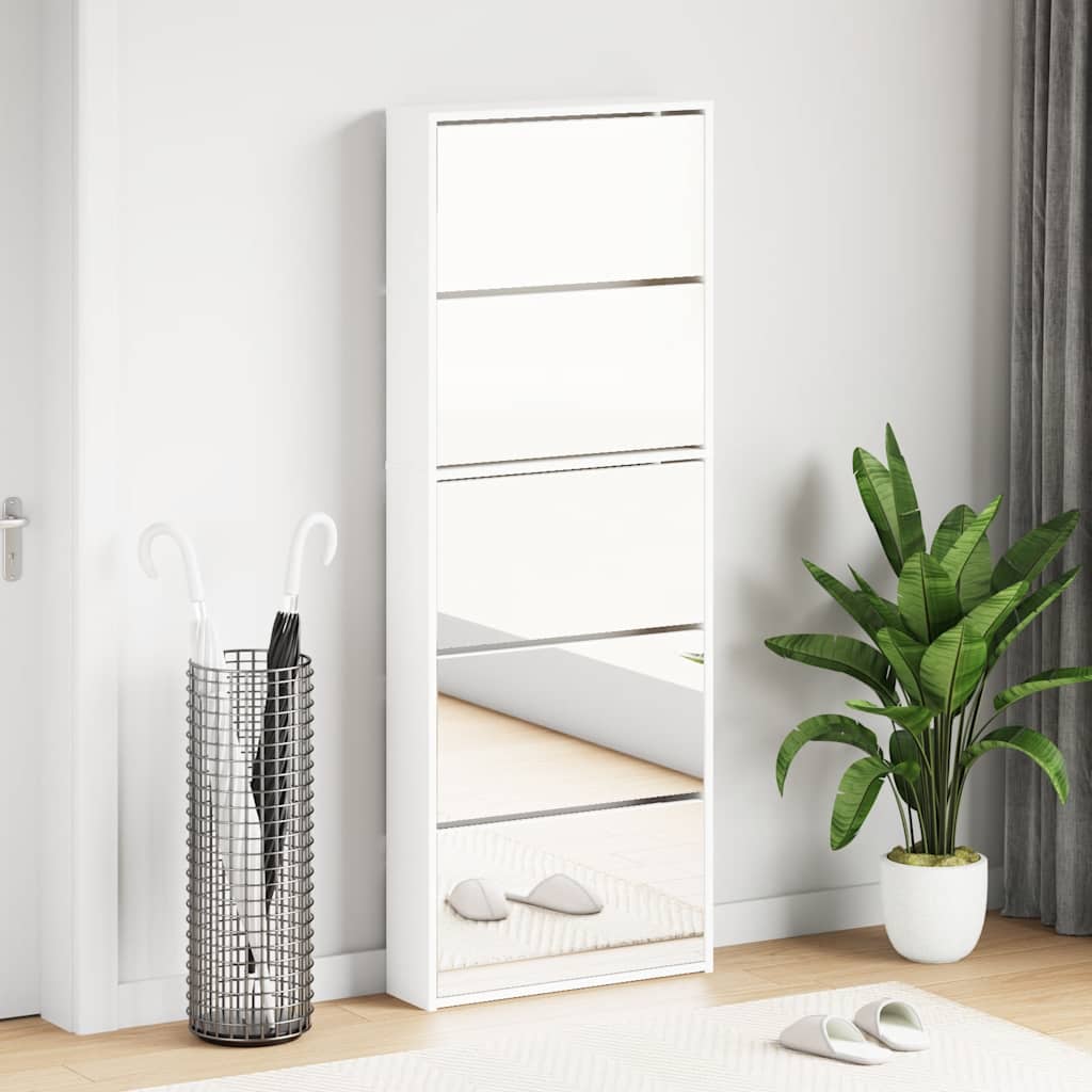 Schoenenkast met 5 spiegels 63x17x169,5 cm wit