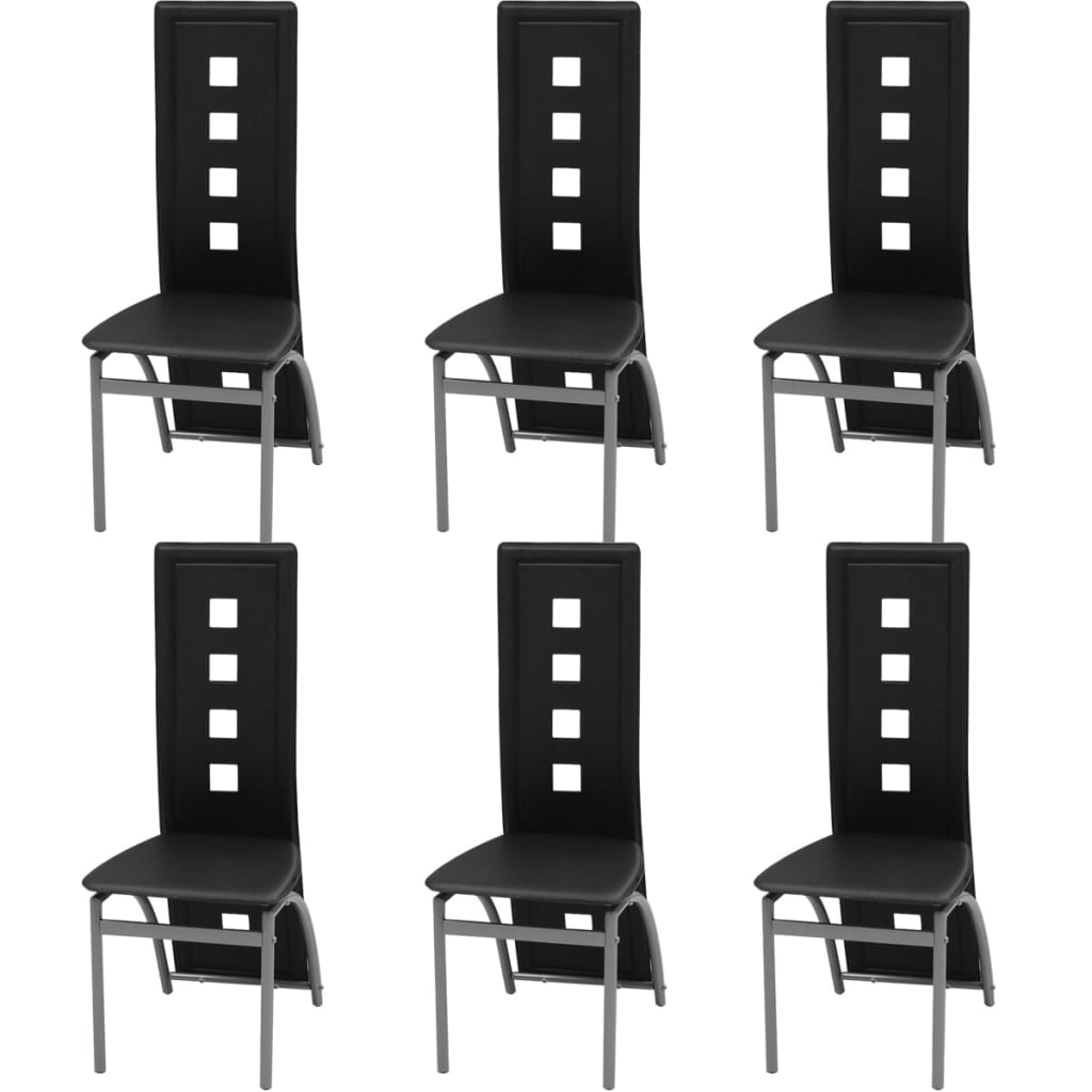 Eetkamerstoelen 6 st kunstleer zwart