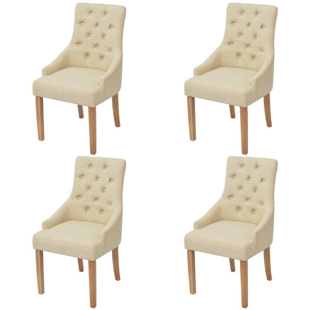 Eetkamerstoelen 4 st stof crèmekleurig