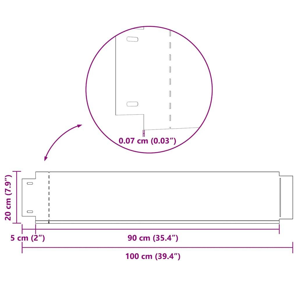 Grasboorden 10 st 100x20 cm gegalvaniseerd staal – afbeelding 7