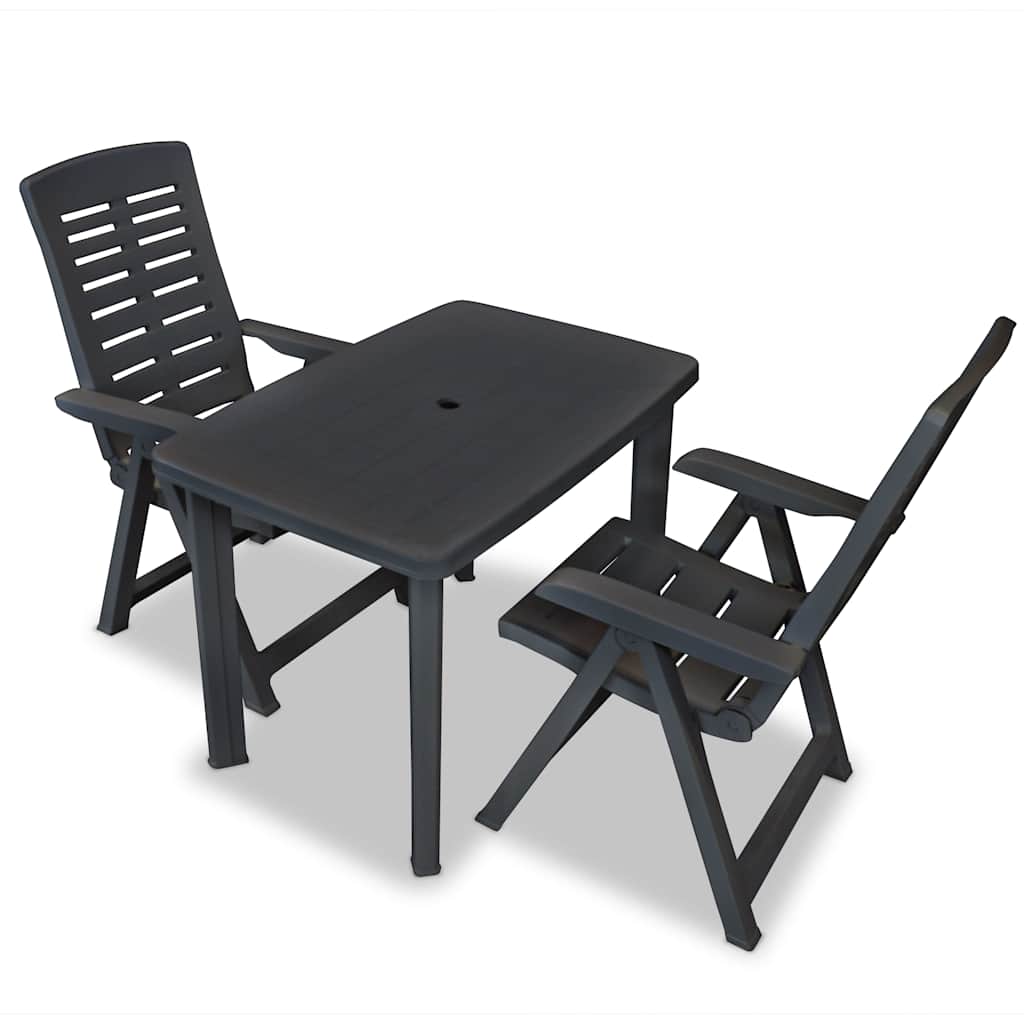 3-delige Bistroset kunststof antraciet – afbeelding 1