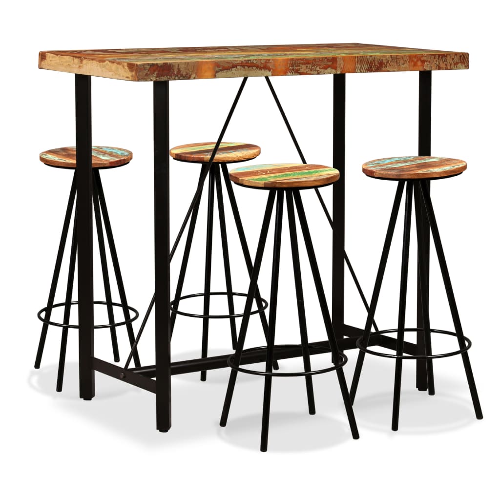 Barset massief gerecycled hout 5-delig