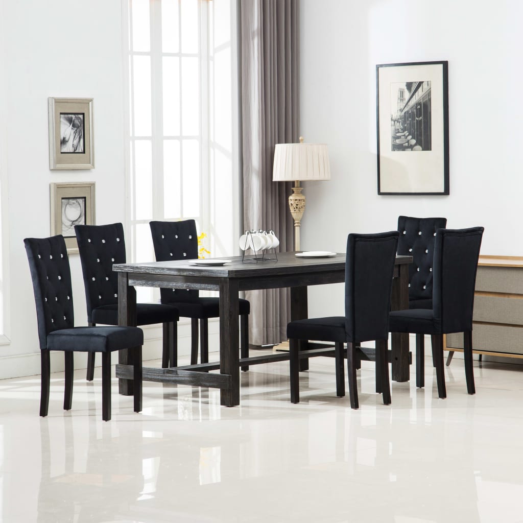 Eetkamerstoelen 6 st fluweel zwart
