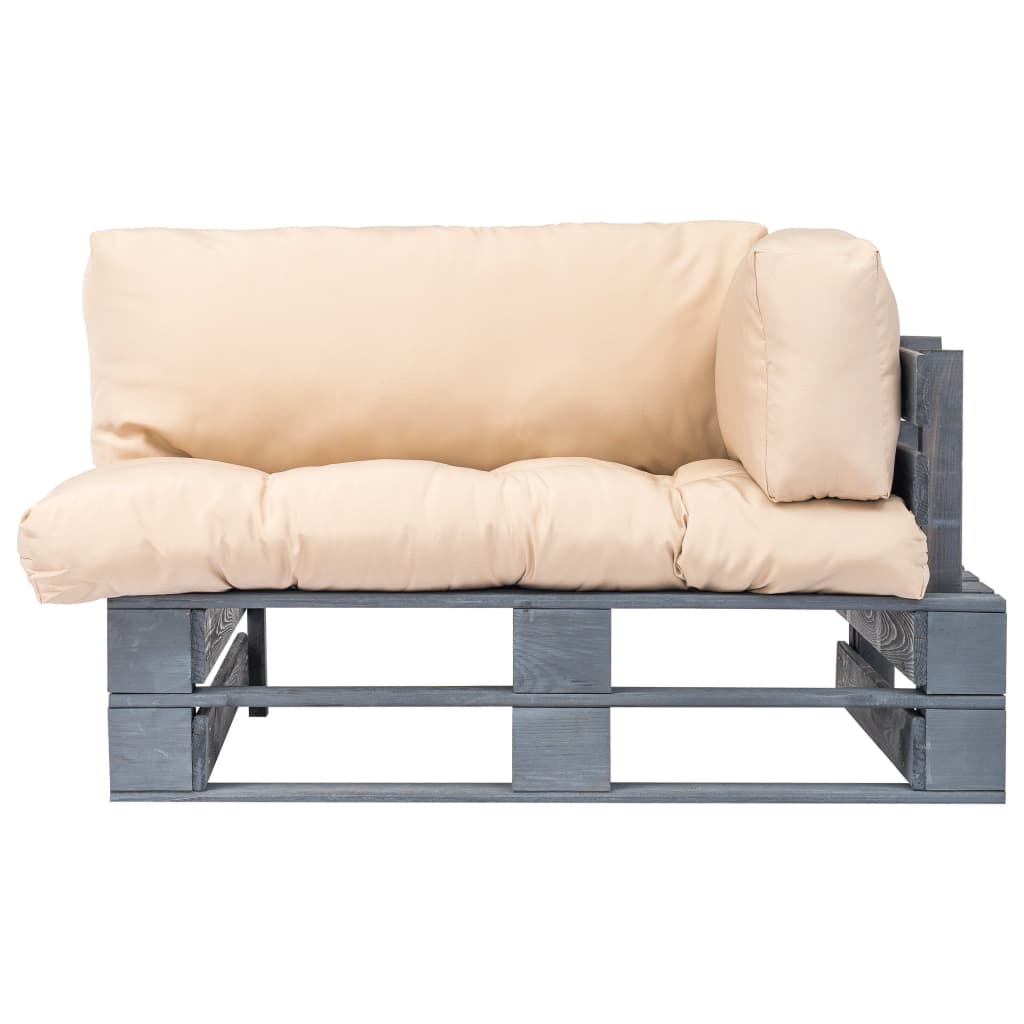 Tuinbank pallet met zandkleurige kussens grenenhout – afbeelding 2