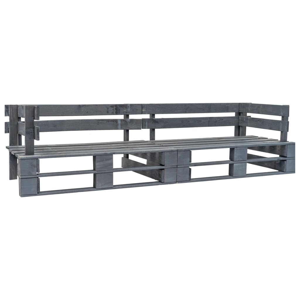 2-delige Tuinbankenset pallet met zandkleur kussens grenenhout – afbeelding 3