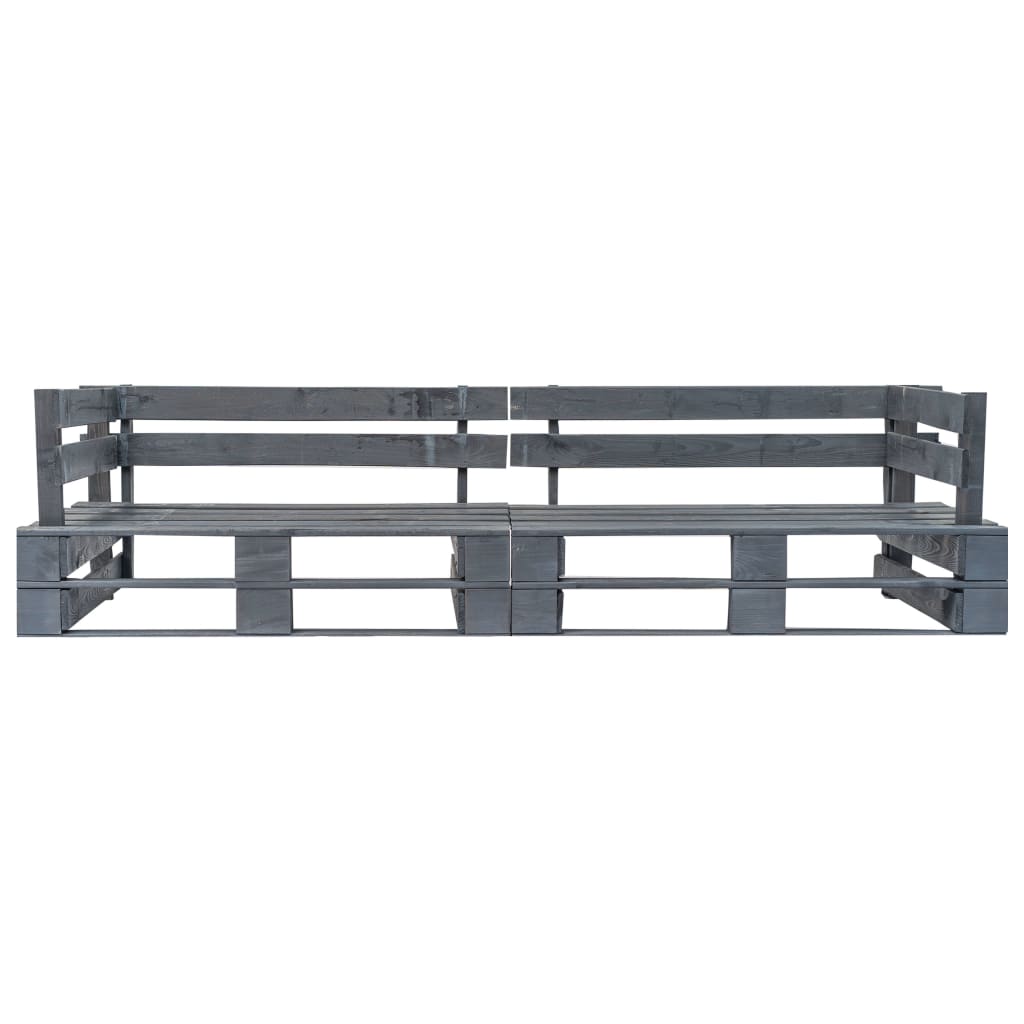 2-delige Tuinbankenset pallet met zandkleur kussens grenenhout – afbeelding 4