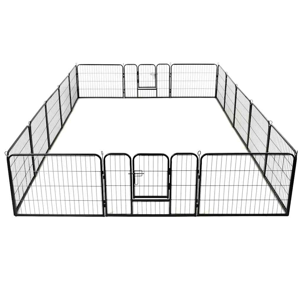 Hondenren met 16 panelen 60x80 cm staal zwart – afbeelding 2