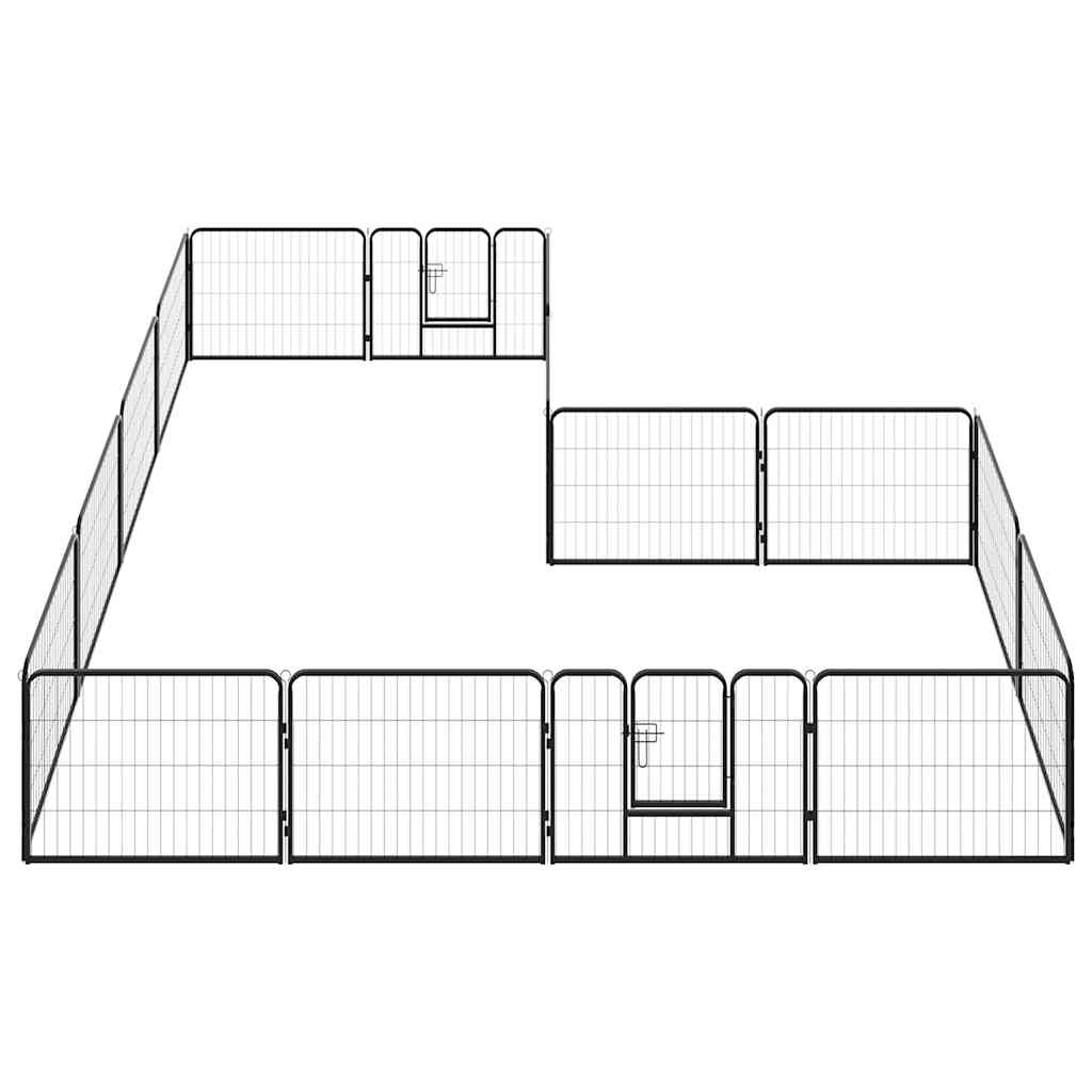 Hondenren met 16 panelen 60x80 cm staal zwart – afbeelding 3
