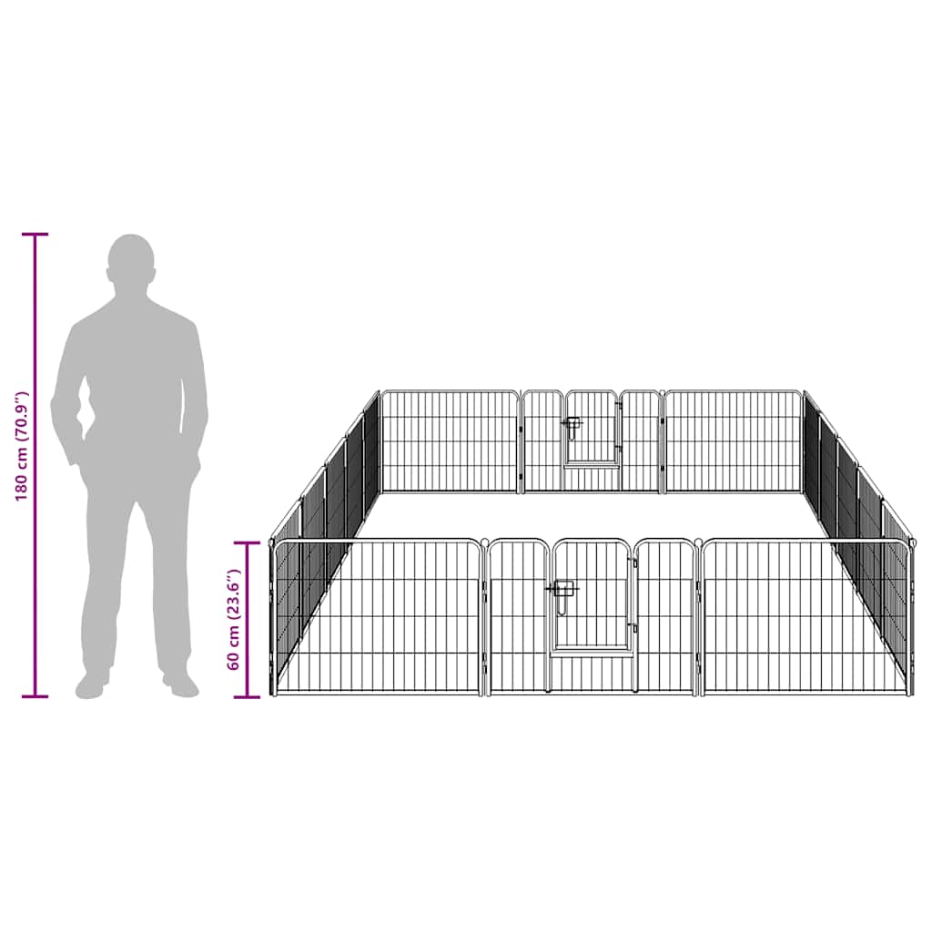 Hondenren met 16 panelen 60x80 cm staal zwart – afbeelding 8