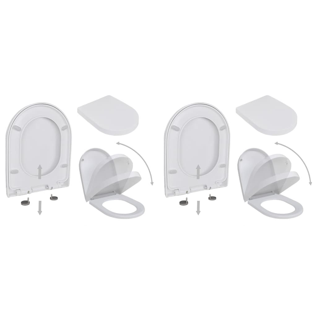 Toiletbrillen met soft-close deksels 2 st kunststof wit