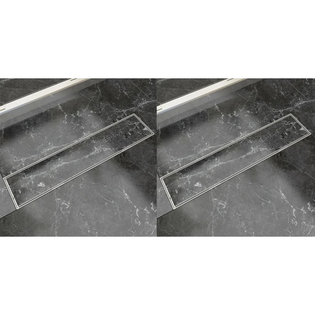 Doucheafvoer 2 st rechthoekig 530x140 mm roestvrij staal – afbeelding 1