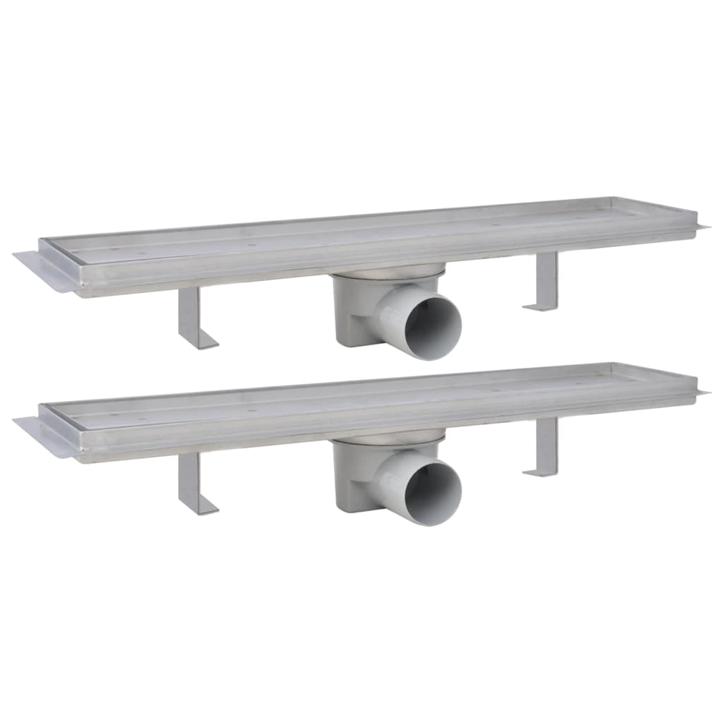 Doucheafvoer 2 st rechthoekig 530x140 mm roestvrij staal – afbeelding 2
