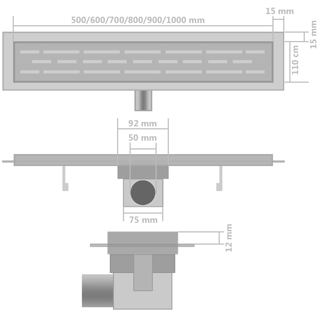 Doucheafvoer 2 st rechthoekig 530x140 mm roestvrij staal – afbeelding 8