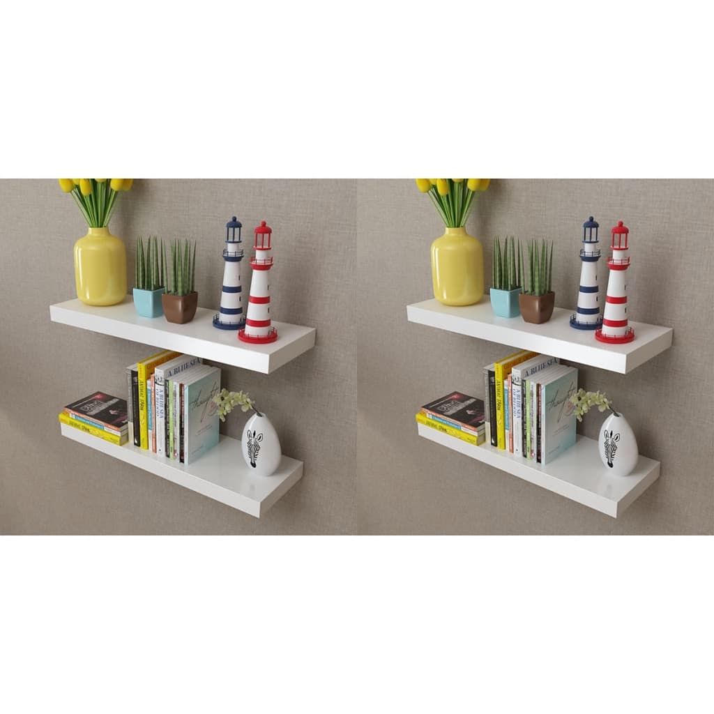 Wandplanken 4 st 60 cm wit – afbeelding 1
