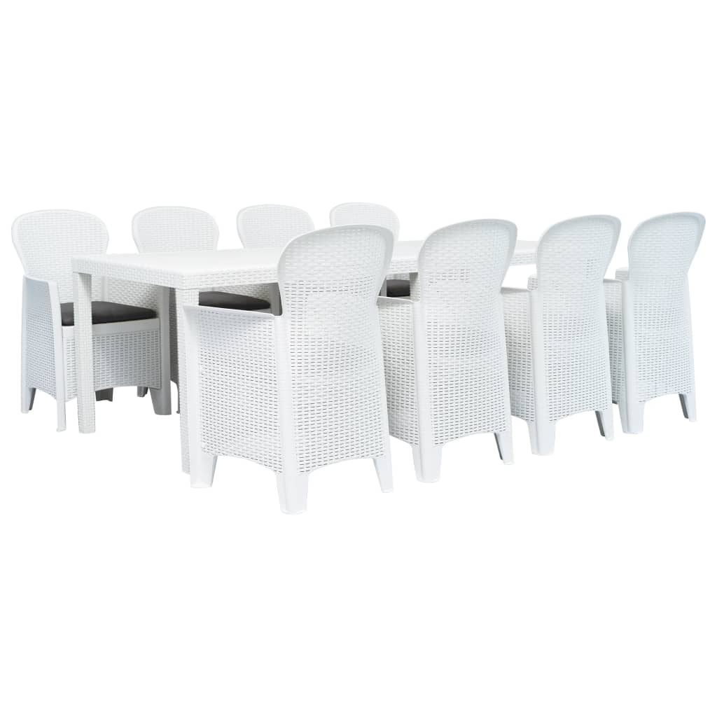 9-delige Tuinset rattan-look kunststof wit