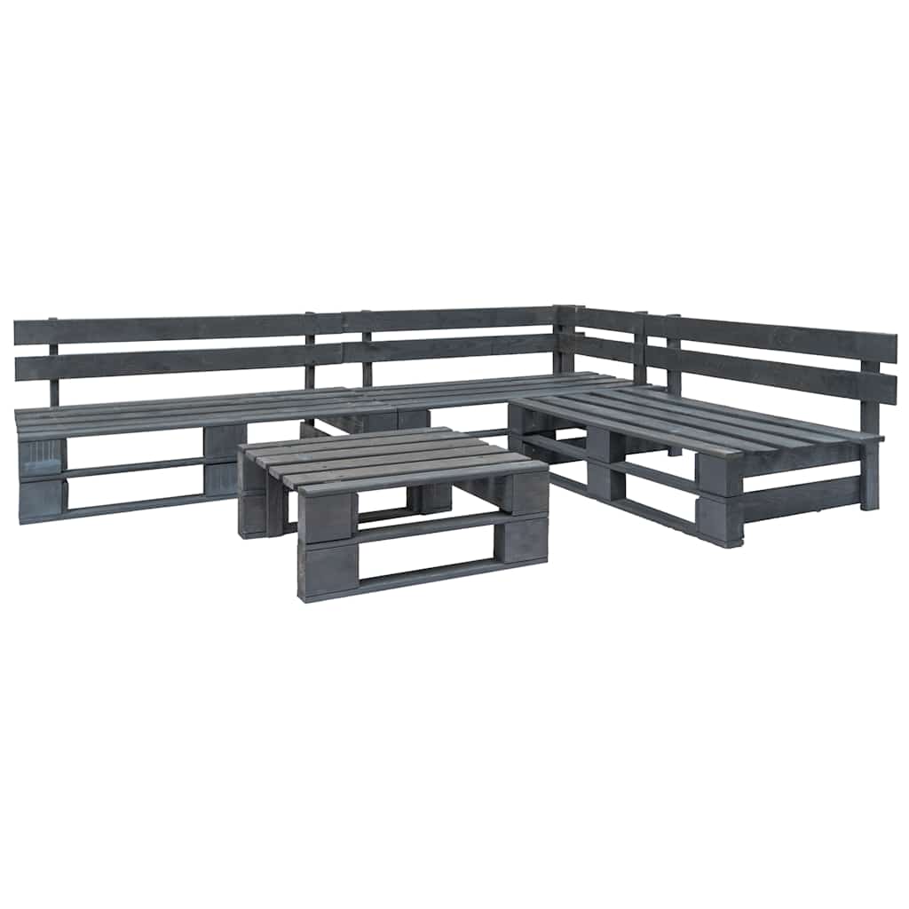4-delige Loungeset pallet hout grijs – afbeelding 1