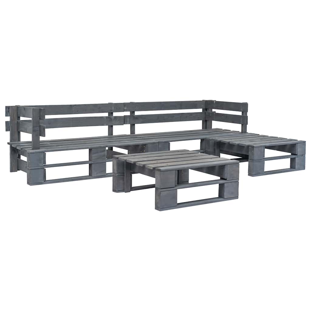 4-delige Loungeset pallet hout grijs – afbeelding 1