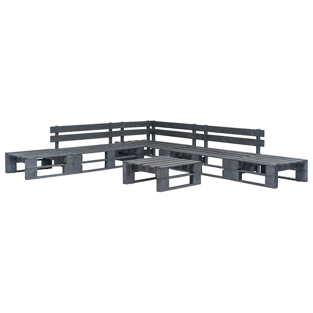 6-delige Loungeset pallet hout grijs – afbeelding 1